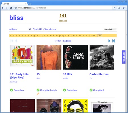 bliss is a fully automated organizer for all of your digital music album art.