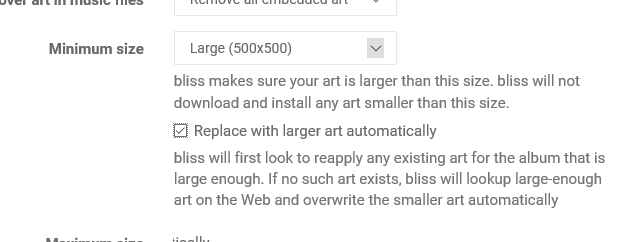 Setting a minimum size for artwork