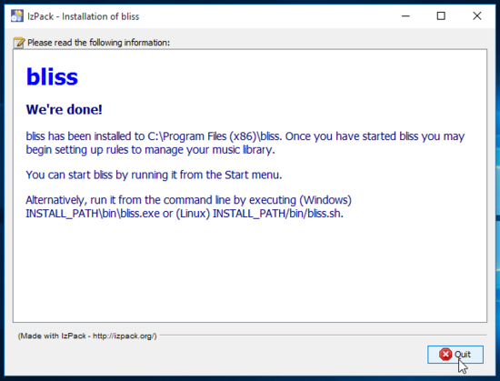 Installation completed of bliss on Windows 10