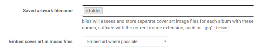 bliss cover art storage settings for MinimServer