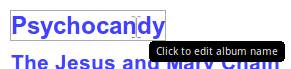 Hover over the album or artist name and click to change it