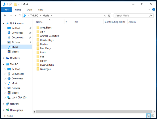 Showing your music library in Windows Explorer
