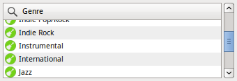 Gnome Music Player Client showing consolidated genres