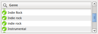 Gnome Music Player Client showing split genres