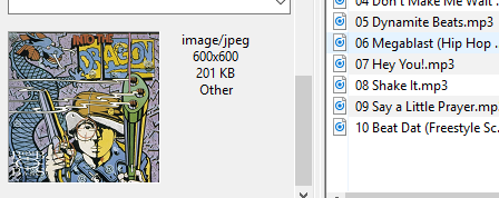 Mp3tag showing the embedded artwork