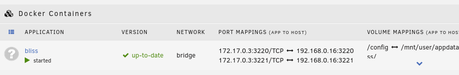 The bliss container running