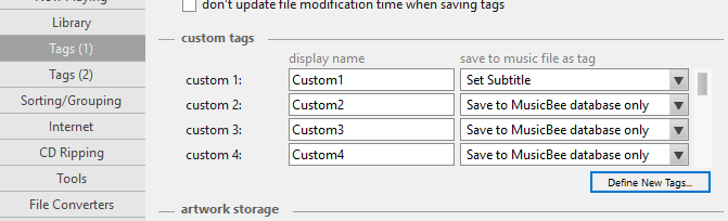 Custom tags in MusicBee