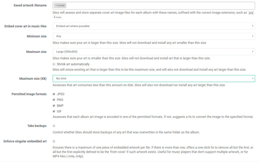 Cover art settings after configuration for Ford SYNC