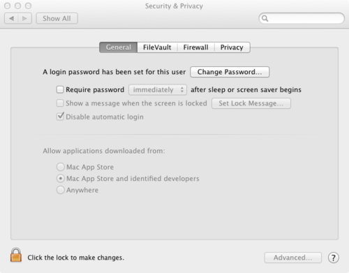 Screenshot of Gatekeeper for the workaround to run bliss on Mountain Lion