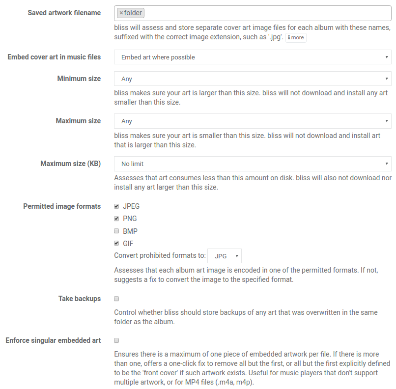 Settings after configuration