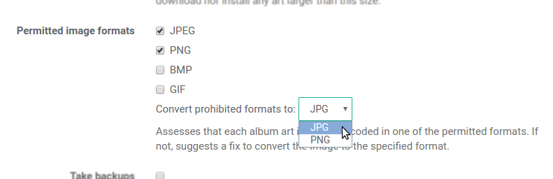 Only JPEG and PNG image formats permitted, transcode to JPEG