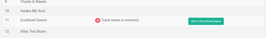 Showing an incorrect track name