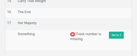 Missing track number shown