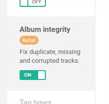 Album integrity setting