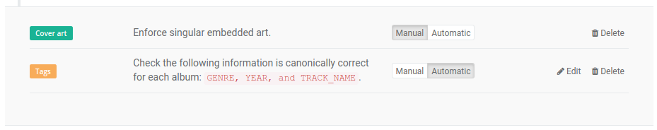 Tag correction and singular embedded art automation