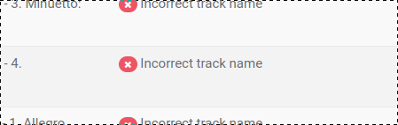 Incorrect track name