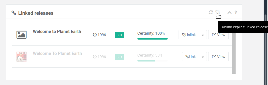 Unlink explicit linked releases