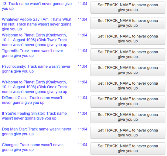 Fixes to rickroll my track names in the bliss inbox