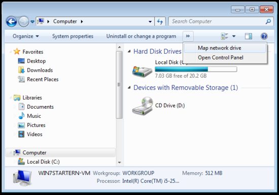 Choose to map the network drive