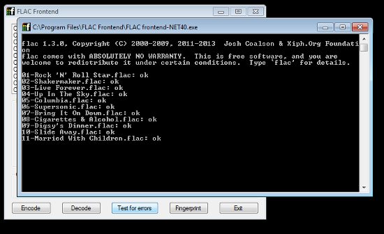 FLAC frontend test in progress