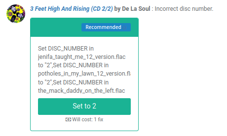 bliss showing incorrect disc number for 3 Feet High and Rising