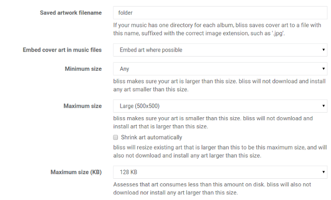 Settings after configuration