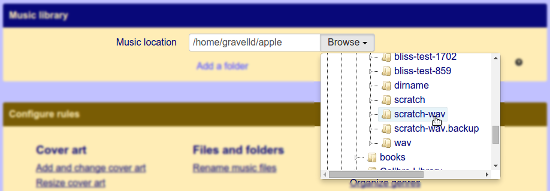 Configure settings by pointing bliss at your untagged folder