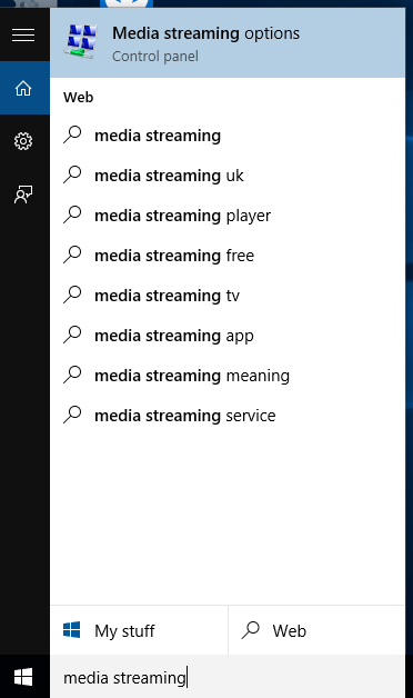 Access setup for Windows DLNA server