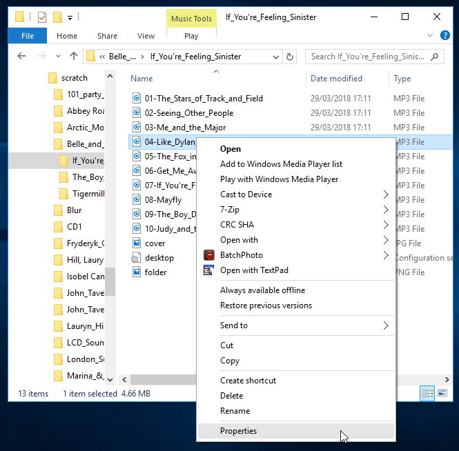 Right click a file in Explorer and choose Properties