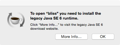 Popup shown when running bliss on OS X Yosemite