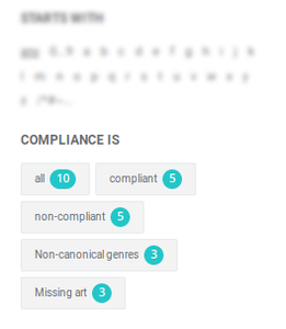 Changing the compliance filter on the Album overview page.