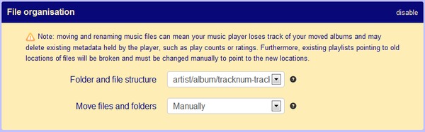 Music file organisation rule - simple view