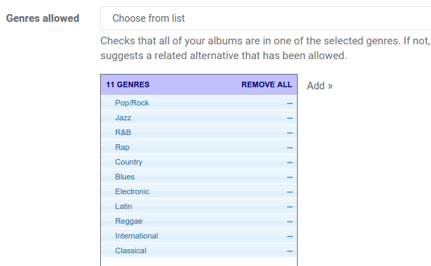 Create a permitted genre list